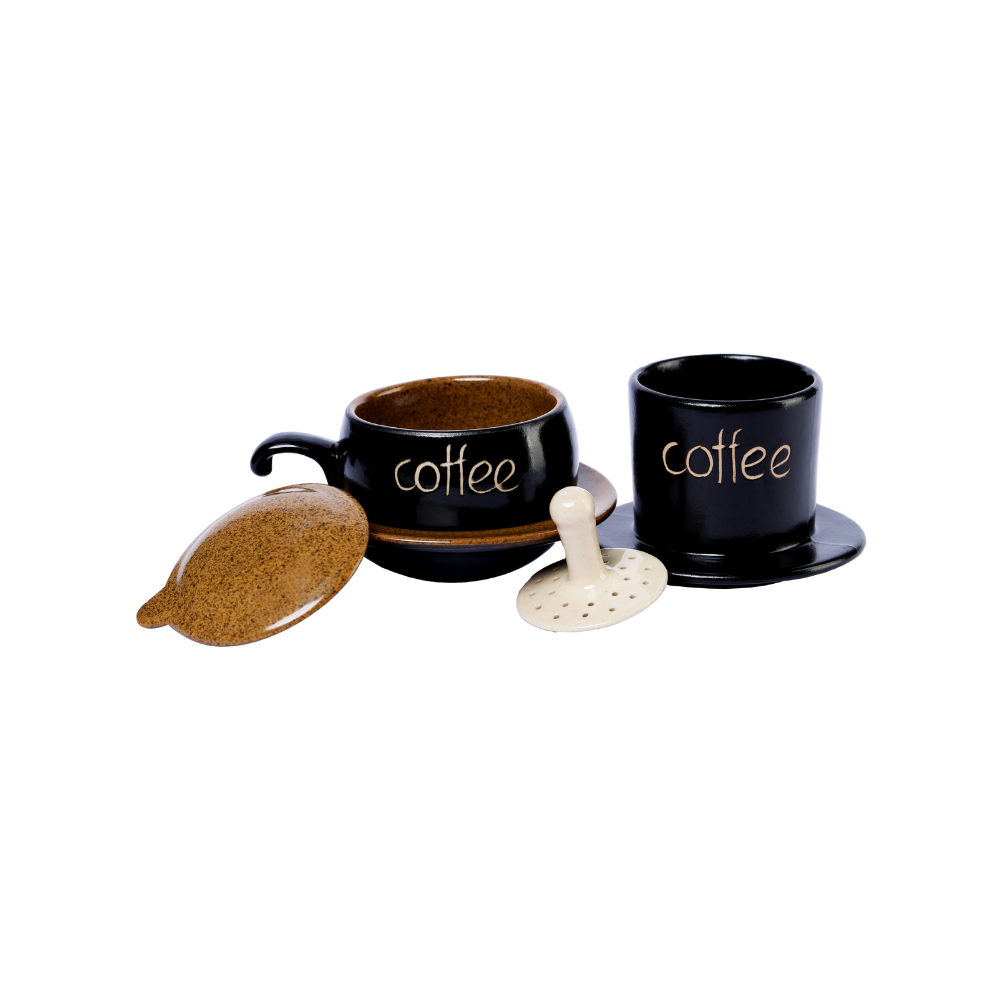 Birdee Ceramic Phin Filter - Small Dripping Ceramic Coffee Phin Filter for Ground Coffee - Portable Camping Coffee Maker - Easy to Use Coffee Drip Filter - Gift for coffee lovers