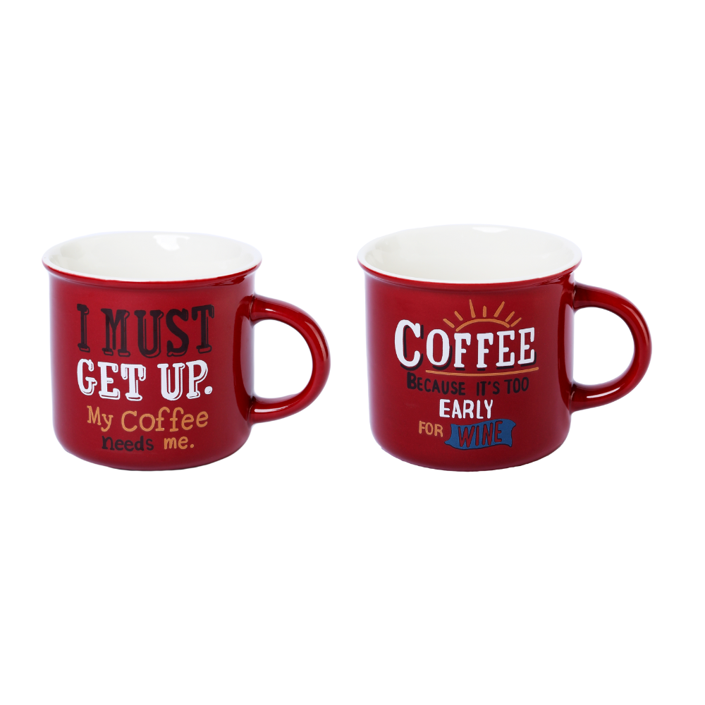 Birdee Ceramic Coffee Mugs - Set of 2 Coffee Cup With Funny Quote - Premium Double Sided Printed Coffee Mug - Dishwasher and Microwave Safe White Coffee Mug for Novelty Gift