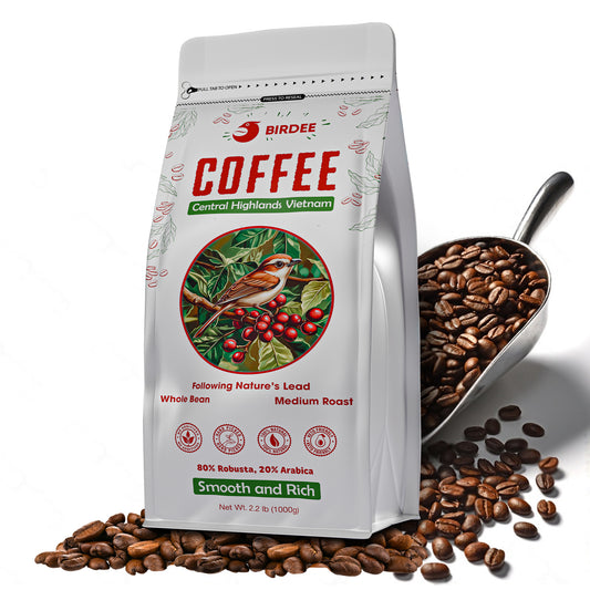 Birdee Vietnamese Coffee Bean - 2.2lb Medium Roast Coffee with Rich Natural Flavor - 80% Robusta & 20% Arabica Whole Coffee Beans - Premium Aromatic Coffee - Cold Brew Espresso French Press