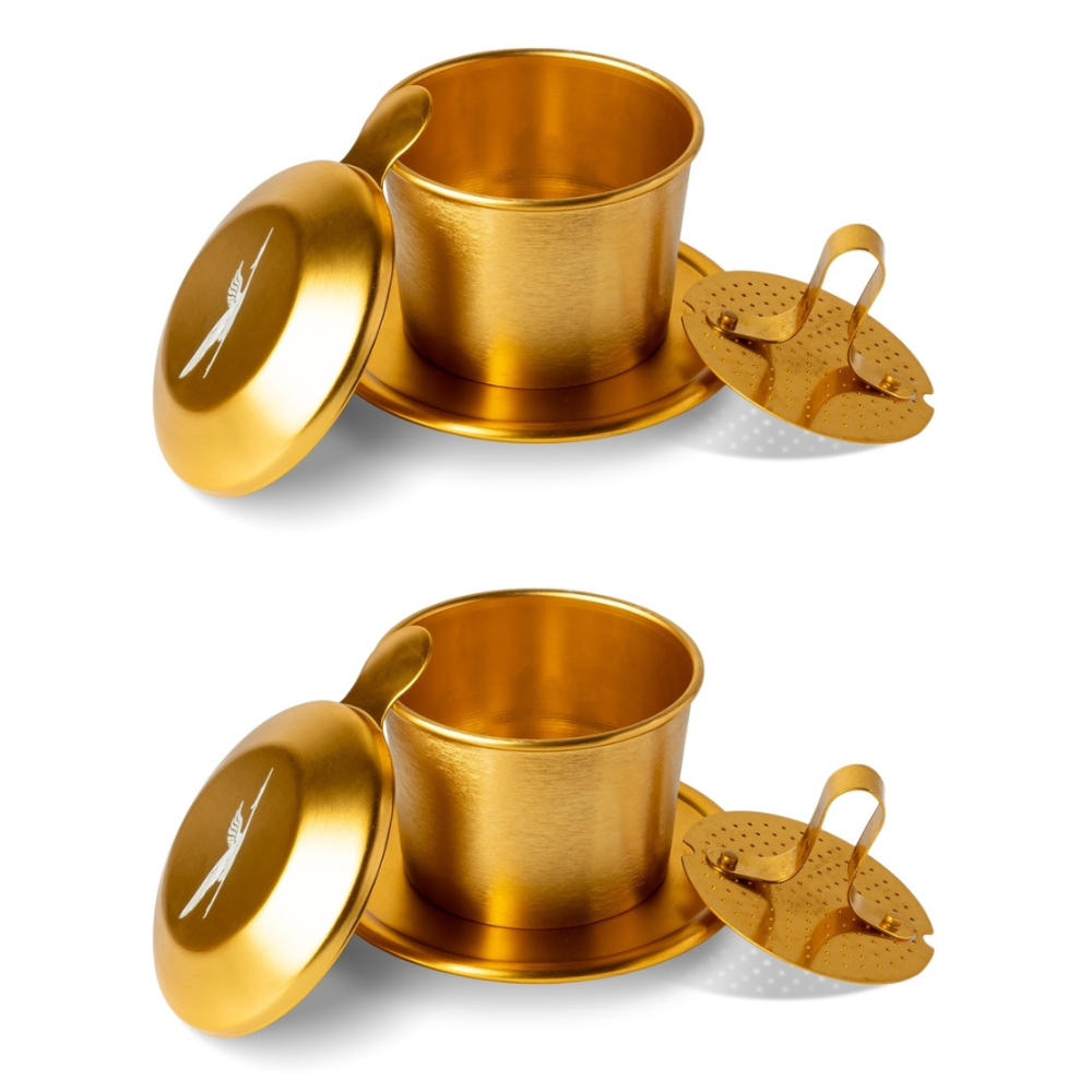 Birdee Phin Coffee Filter Set – Pack of 2, 6 oz Aluminum Vietnamese Portable Dripper for Ground Coffee, Ideal for Camping & Travel