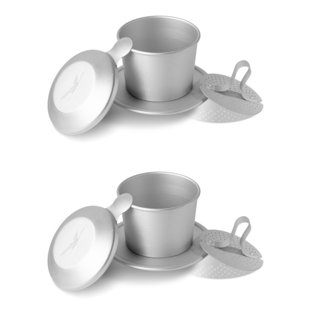 Birdee Phin Coffee Filter Set – Pack of 2, 6 oz Aluminum Vietnamese Portable Dripper for Ground Coffee, Ideal for Camping & Travel