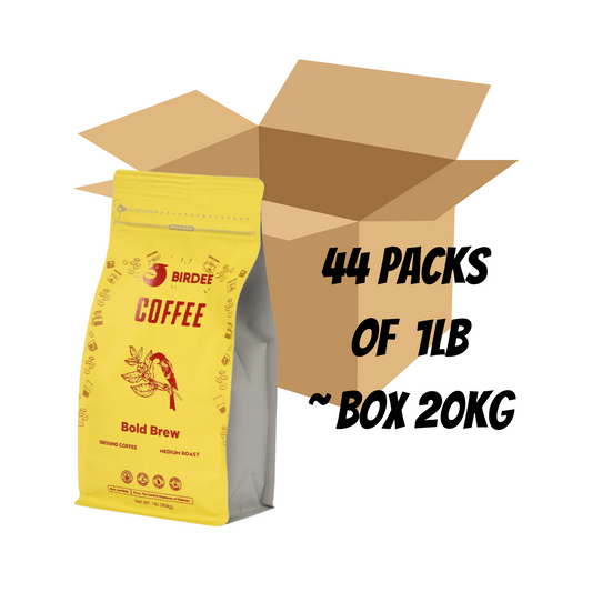 Birdee Vietnamese Ground Coffee - Medium Roasted Coffee with Rich Natural Flavor - Premium Quality Aromatic Coffee - Original Arabica & Robusta Blend - Cold Brew Espresso Bean French Press, Pack of 44 (44lb – 22kg)