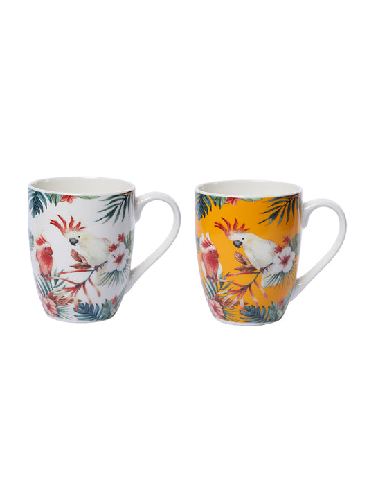 Birdee Ceramic Coffee Mugs - Set of 2 Cute Bird Designs Coffee Cup - Premium Double Sided Printed Coffee Mug - Dishwasher and Microwave Safe White Coffee Mug for Novelty Gift…