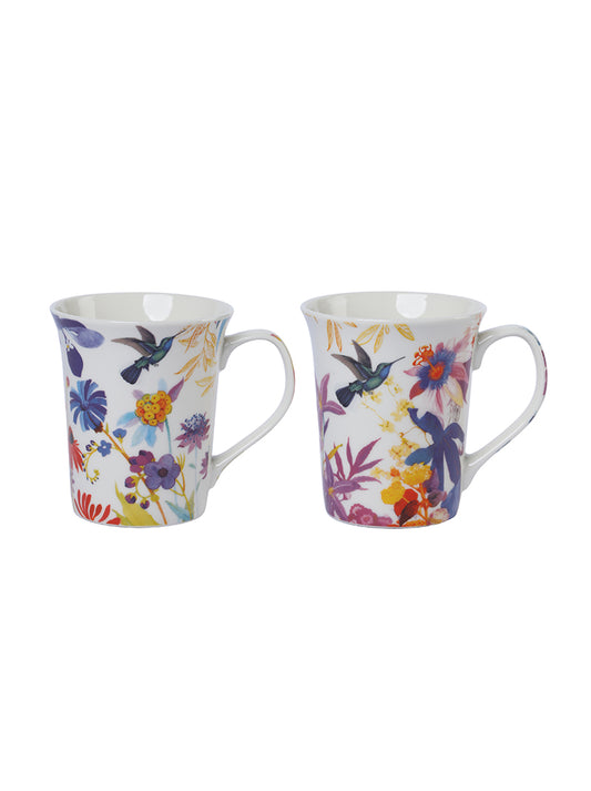 Birdee Ceramic Coffee Mugs - Set of 2 Cute Bird Designs Coffee Cup - Premium Double Sided Printed Coffee Mug - Dishwasher and Microwave Safe White Coffee Mug for Novelty Gift…