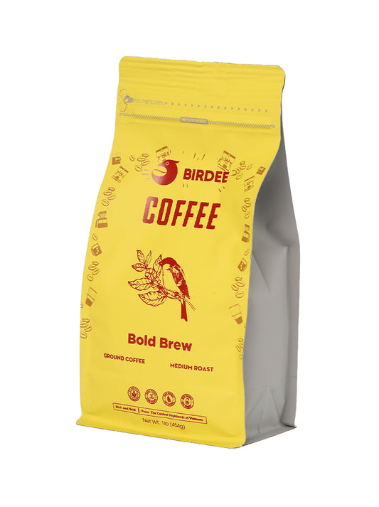 Birdee Vietnamese Ground Coffee - 1lb Medium Roasted Coffee with Rich Natural Flavor - Premium Quality Aromatic Coffee - Original Arabica & Robusta Blend - Cold Brew Espresso Bean French Press, Pack of 1 (1lb – 454g)