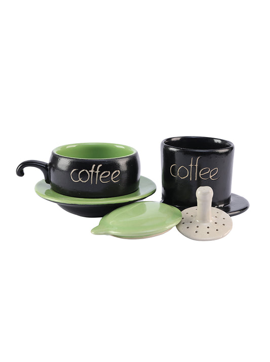 Birdee Ceramic Phin Filter - Green Small Dripping Ceramic Coffee Phin Filter for Ground Coffee - Portable Camping Coffee Maker - Easy to Use Coffee Drip Filter - Gift for coffee lovers