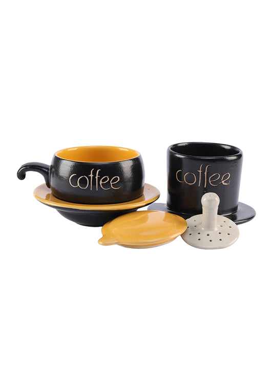 Birdee Ceramic Phin Filter - Yellow Small Dripping Ceramic Coffee Phin Filter for Ground Coffee - Portable Camping Coffee Maker - Easy to Use Coffee Drip Filter - Gift for coffee lovers