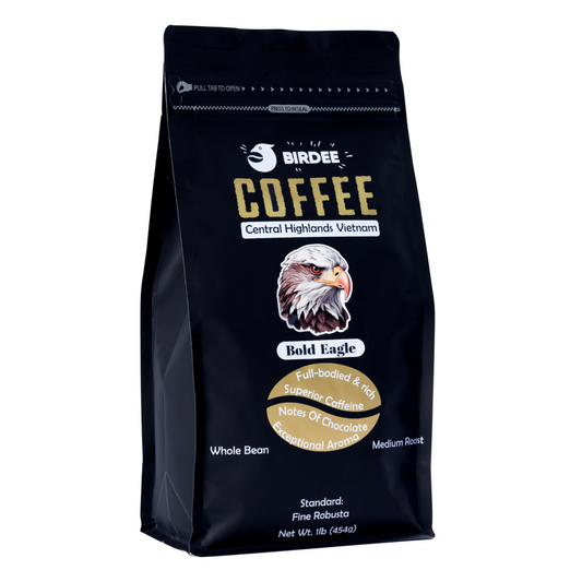 Birdee Vietnamese Coffee Bean - Bold Eagle - 100% Robusta Coffee Beans - Premium Aromatic Coffee - Cold Brew Espresso French Press, Pack of 1 (1lb – 454g)