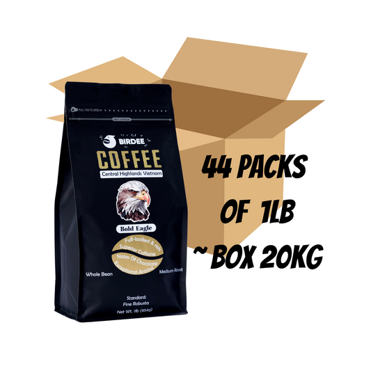 Birdee Vietnamese Coffee Bean - Bold Eagle - 100% Robusta Coffee Beans - Premium Aromatic Coffee - Cold Brew Espresso French Press, Pack of 44 (44lbs – 20kg)