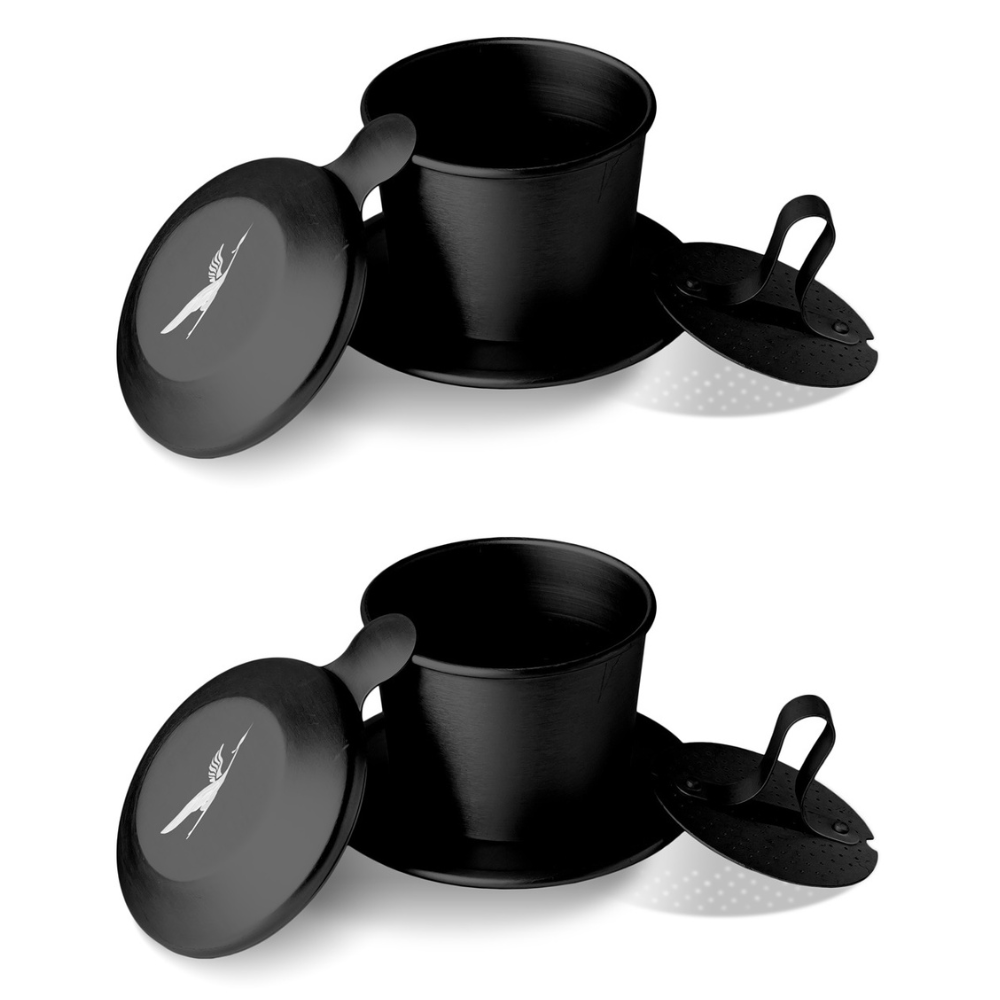 Birdee Phin Coffee Filter Set – Pack of 2, 6 oz Aluminum Vietnamese Portable Dripper for Ground Coffee, Ideal for Camping & Travel
