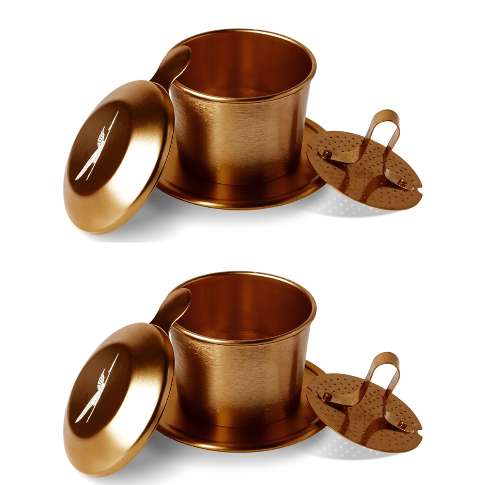 Birdee Phin Coffee Filter Set – Pack of 2, 6 oz Aluminum Vietnamese Portable Dripper for Ground Coffee, Ideal for Camping & Travel